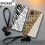 SYCASE Tempered glass case For Huawei Honor 10 V10 Mate9 10 Pro Mate 20 Pro Lite Fashion leopard Wristband drop protection cover