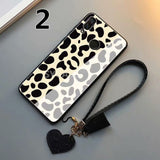 SYCASE Tempered glass case For OPPO R9 R9s Plus R11 R11s Plus R15 Dream R17 Pro Fashion leopard Wristband drop protection cover