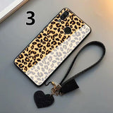 SYCASE Tempered glass case For OPPO R9 R9s Plus R11 R11s Plus R15 Dream R17 Pro Fashion leopard Wristband drop protection cover