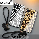 SYCASE Tempered glass case For OPPO R9 R9s Plus R11 R11s Plus R15 Dream R17 Pro Fashion leopard Wristband drop protection cover