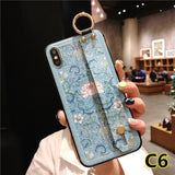SYCASE Wrist Strap Soft TPU Phone Case For iphone 6 6s 7 8 plus Case For iphone X Xs max XR Flower embroidery Pattern Case