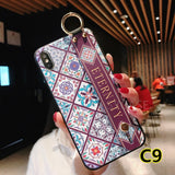 SYCASE Wrist Strap Soft TPU Phone Case For iphone 6 6s 7 8 plus Case For iphone X Xs max XR Flower embroidery Pattern Case