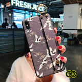 SYCASE Wrist Strap Soft TPU Phone Case For iphone 6 6s 7 8 plus Case For iphone X Xs max XR Flower embroidery Pattern Case