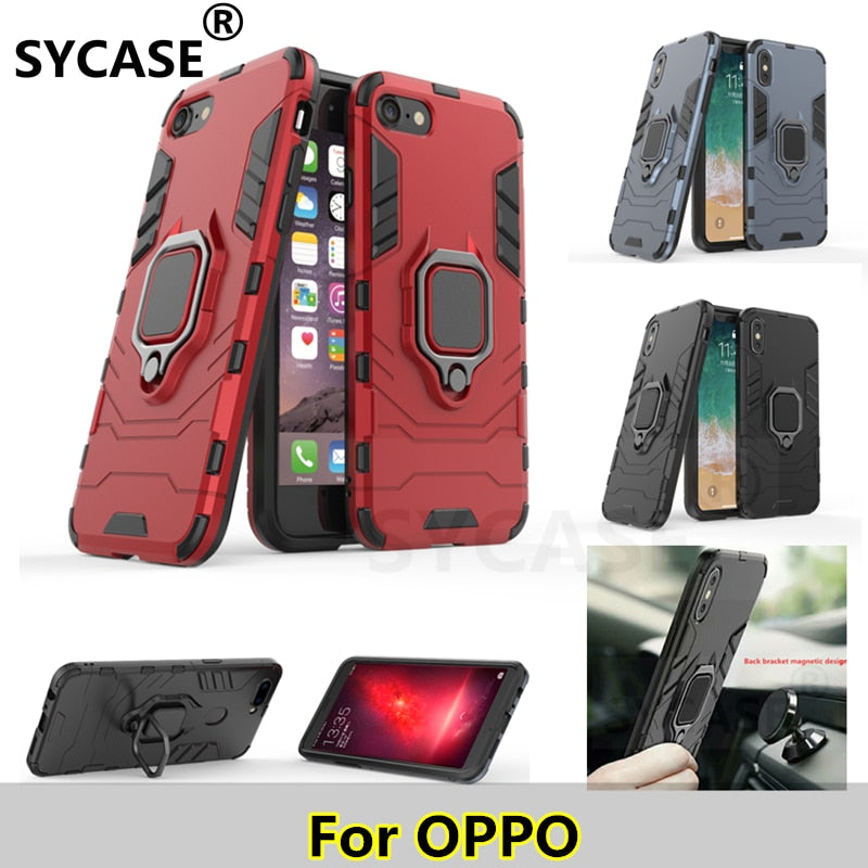 SYCASE armor case For OPPO R9 R9S R11 R11S Plus R15 Dream R17 PRO A39 A3S A5 F9 case with bracket ring iron man TPU+PC phonecase