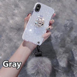 SYCASE cute Soft Phone Case For BBK VIVO X9 X9S X20 Plus X23 NEX X21 UD Y71 Y83 Y85 Y97 V11i Case with Diamond Bracket hair ball