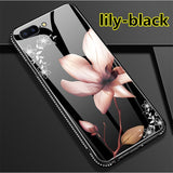 SYCASE flower Case For OPPO R9 R11 S R15 dream A59 A83 ect.Blue-ray tempered glass Inlaid diamond Jasmine lily back cover case