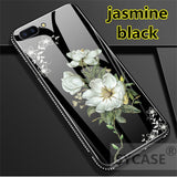 SYCASE flower Case For OPPO R9 R11 S R15 dream A59 A83 ect.Blue-ray tempered glass Inlaid diamond Jasmine lily back cover case