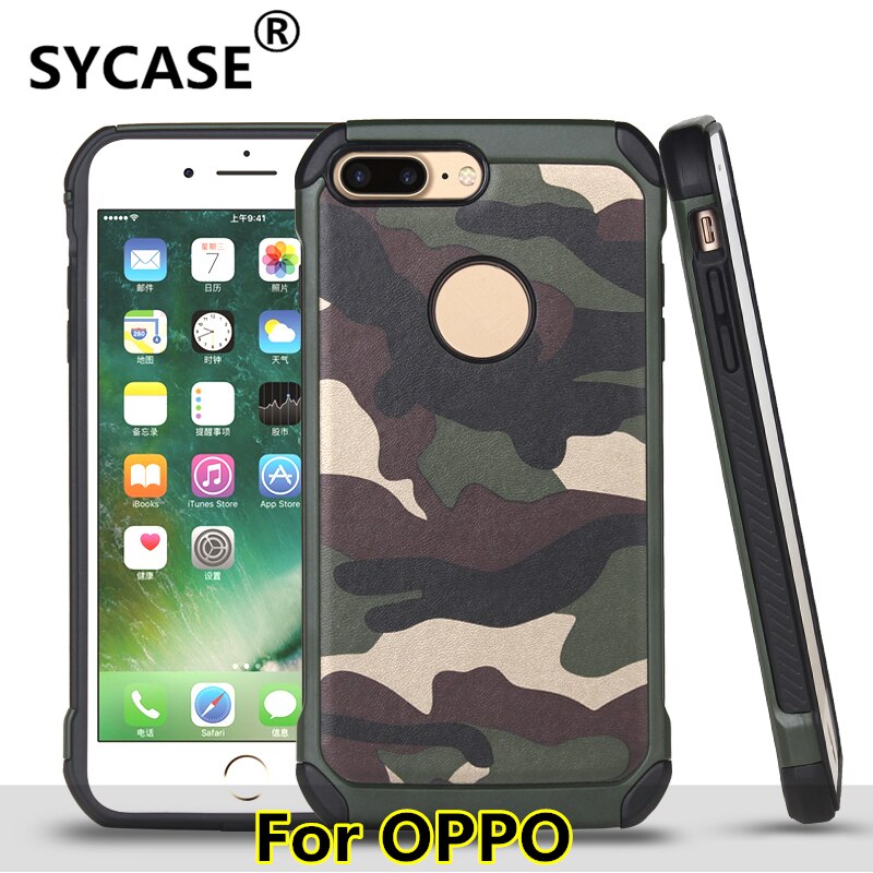 SYCASE for OPPO R9S Plus 2 in1 Armor Hybrid Plastic+TPU Army Camo Camouflage Back cover for OPPO A59 A77 Phone Case