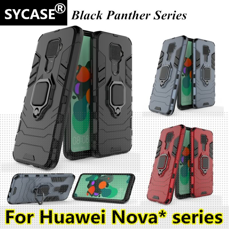 SYCASE iron man Armor case For Huawei Nova3 Nova3i Nova3E Nova4 Nova4E Nova5 Nova5i Pro case Black Panther Silicone Cover