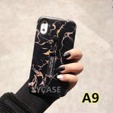 SYCASE luxury marble Flamingo Flowers emboss Phone case for iPhone 6 6s 7 8 plus x xr xs max case Invisible bracket back cover