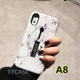 SYCASE luxury marble Flamingo Flowers emboss Phone case for iPhone 6 6s 7 8 plus x xr xs max case Invisible bracket back cover