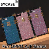 SYCASE new fine sand glitter shell For OPPO F7 F9 A3 A5 A39 A57 A59 A73 A75 A79 A83 case fashion square drop protection Cover