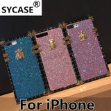 SYCASE new fine sand glitter shell For iPhone X Xr Xs Max Xs fashion square For iPhone 6 6s Plus 7 8 Plus drop protection Cover