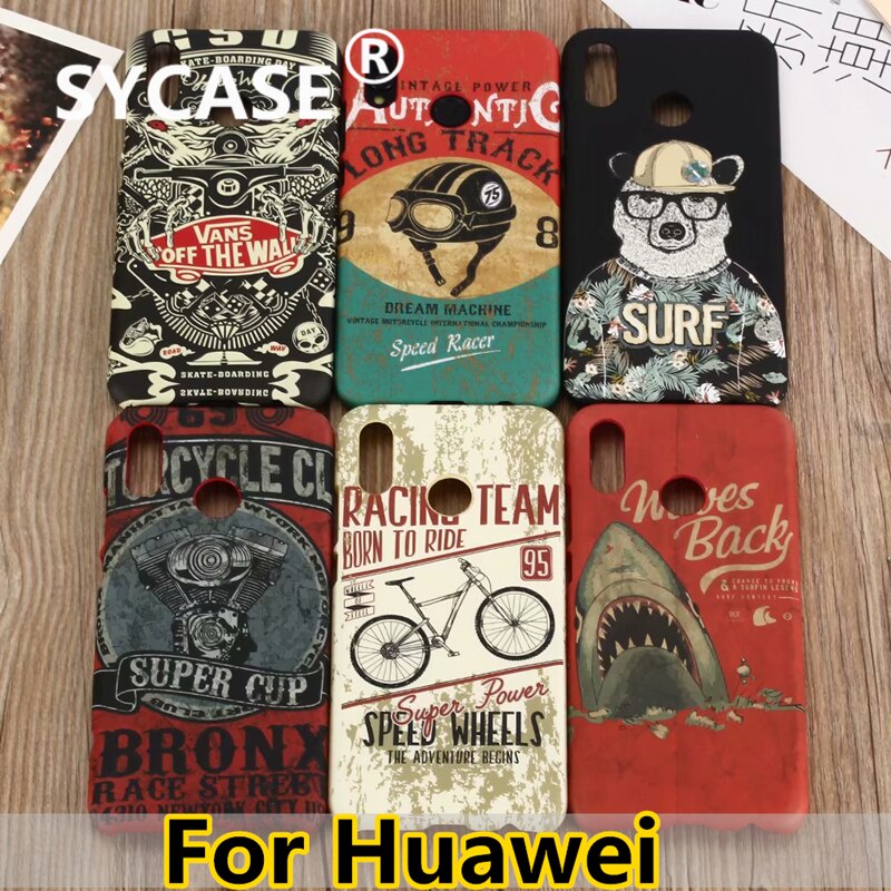 SYCASE new luminous embossed retro For Huawei Honor 8 Honor 9 Honor 10 Honor V9 Honor V10 letter tide brand half-pack hard shell