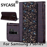SYCASE stitching sequins flash flip Holster For Samsung J4 J6 EU J4 plus J6 Plus J8 2018 Case luxurious Crocodile leather cover