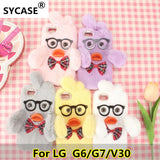 SYCASE winter plush eyes duck phone case For LG G6 G7 V30 cute cartoon All Inclusive Drop protection cover For girl