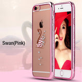 SYCASEFor iPhone 6 6S 7 8 Plus Luxury Bling Rhinestone Case Glitter TPU Diamond Soft Silicone Cover Gold Pink Phone Shell
