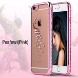 SYCASEFor iPhone 6 6S 7 8 Plus Luxury Bling Rhinestone Case Glitter TPU Diamond Soft Silicone Cover Gold Pink Phone Shell