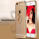 SYCASEFor iPhone 6 6S 7 8 Plus Luxury Bling Rhinestone Case Glitter TPU Diamond Soft Silicone Cover Gold Pink Phone Shell