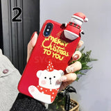 SYXASE New 3D stereo Santa for iPhone X Xr Xs Max 6 6s 7 8 Plus case Christmas day gift all-inclusive Anti-fall protective cover