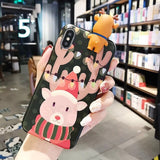 SYXASE New 3D stereo Santa for iPhone X Xr Xs Max 6 6s 7 8 Plus case Christmas day gift all-inclusive Anti-fall protective cover