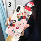 SYXASE New 3D stereo Santa for iPhone X Xr Xs Max 6 6s 7 8 Plus case Christmas day gift all-inclusive Anti-fall protective cover