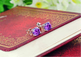 S925 four-jaw zircon earrings female simple personality silver earrings