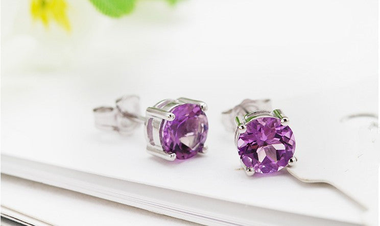 S925 four-jaw zircon earrings female simple personality silver earrings