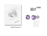 S925 four-jaw zircon earrings female simple personality silver earrings