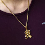 Top Quality Rose Metal Flowers Pendant Necklace Delicate Necklace Gold Chain Men Women Jewelry with Gift Box