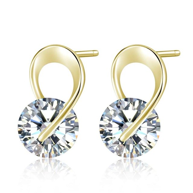 U Shape Silver Color Zircon Crystal Stud Earrings For Women New Brincos Flower Wedding Fashion Jewelry Mujer Best Friend Gift