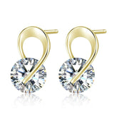 U Shape Silver Color Zircon Crystal Stud Earrings For Women New Brincos Flower Wedding Fashion Jewelry Mujer Best Friend Gift