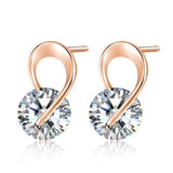 U Shape Silver Color Zircon Crystal Stud Earrings For Women New Brincos Flower Wedding Fashion Jewelry Mujer Best Friend Gift