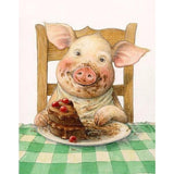 F&S Diamond Painting Store Pig Eats Christmas Cake