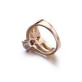 Luxury Clear AAAA Purple Crystal Ring Alloy with Rose Gold Plated