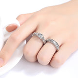 Luxury 2Pcs Ring Set Clear AAAA Cubic Zircon Ring for Lovers White gold Plated Square Drill