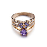 Luxury Clear AAAA Purple Crystal Ring Alloy with Rose Gold Plated