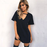 Choker V-neck Summer Dresses Short Sleeve Casual Sexy Halter Loose Boho Beach Dress Vestidos Plus Size