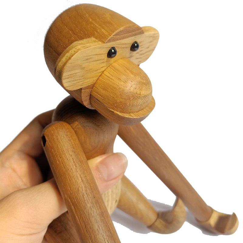 Nordic Denmark Craft Arts Monkey Solid Teak Wood Joint Figurines