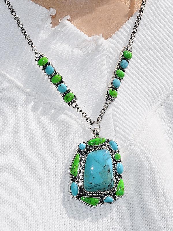 Natural Turquoise Silver Necklace
