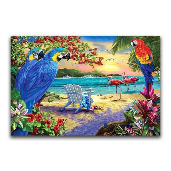 F&S Diamond Painting Store Beach with Parrots and the Sea