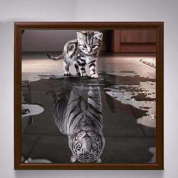 F&S Diamond Painting Store Cat Mirror Image Tiger