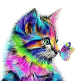 F&S Diamond Painting Store Colored Butterfly on Nose of Cat