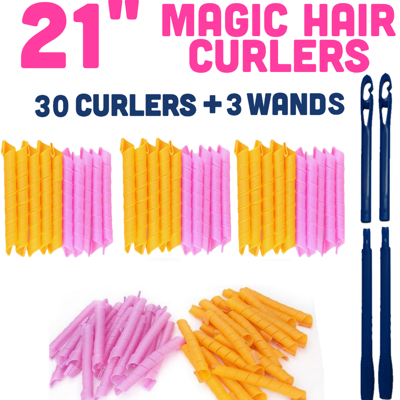 MAGIC HAIR CURLERS PACK OF 3 (21 INCHES/55 CM) - TOTAL 30 CURLERS AND 3 WANDS