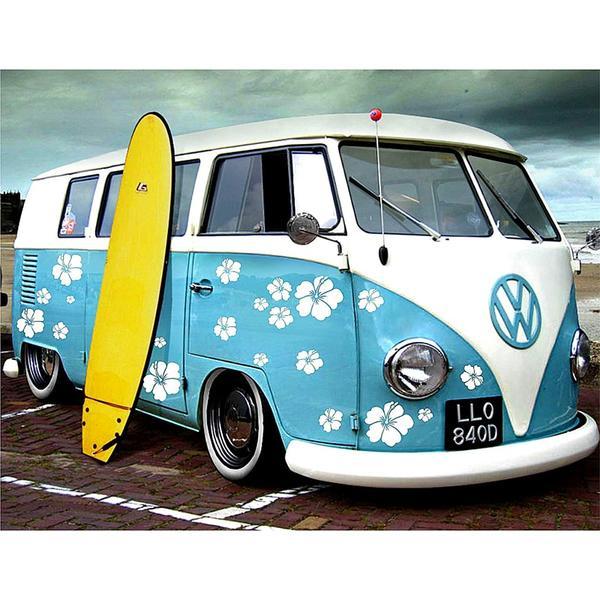 F&S Diamond Painting Store Blue Volkswagen with Surfboard