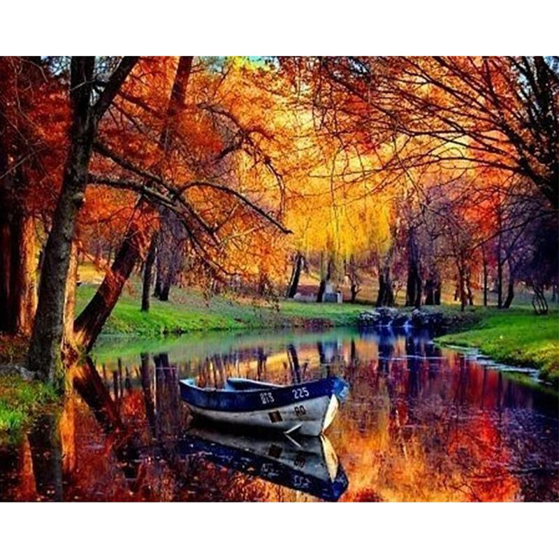 F&S Diamond Painting Store Boat in Twilight Forest