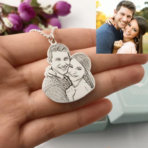 Personalized 925 Sterling Silver Photo Silhouette Necklace