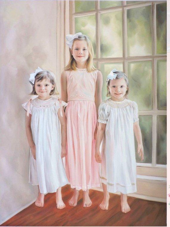 F&S Gift Store Custom portrait-custom family portrait-oil painting-custom oil portrait painting-painting from photo-childrens portrait-personalized ETSY
