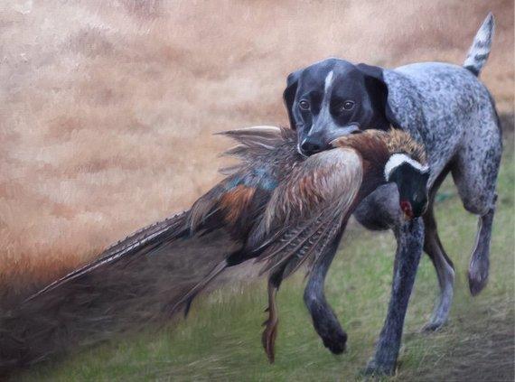 F&S Gift Store Custom Pet Portrait - Pet Painting - Oil Painting - Dog Portrait - German Shorthaired Pointer - Bird Dog