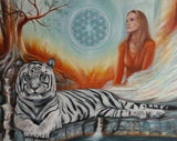 F&S Gift Store Esoteric, custom, personalized original oil paintings, portrait, Tiger, Surralismus, fantasy, symbolism, flower of life, tree